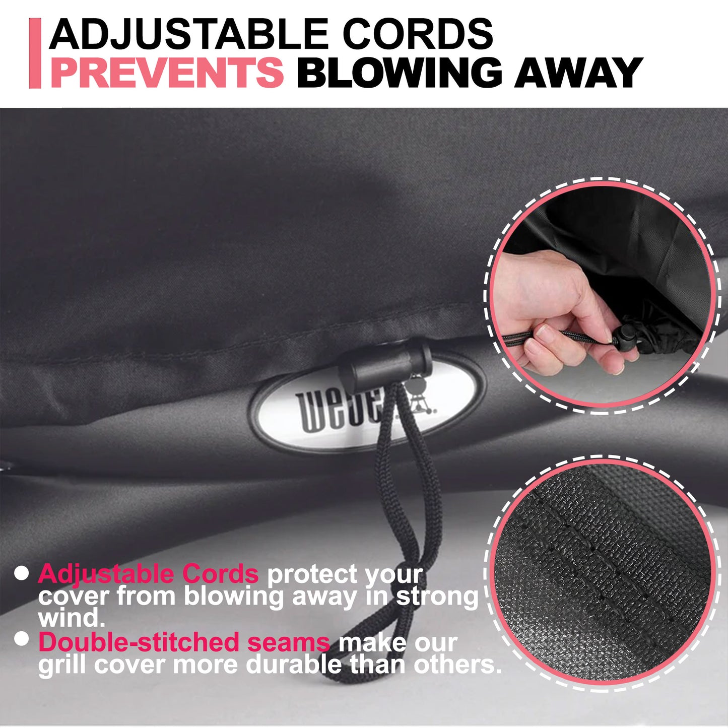 7111 BBQ Grill Cover for Weber Q200 & Q2000 Series Grills, 600D Oxford Fabric, Heavy Duty & Waterproof, PU Cover for Weber Q200, Q220, Q240, Q2000, Q2200, Q2400 Gas Grills (83 L x 49 W x 38 H cm)