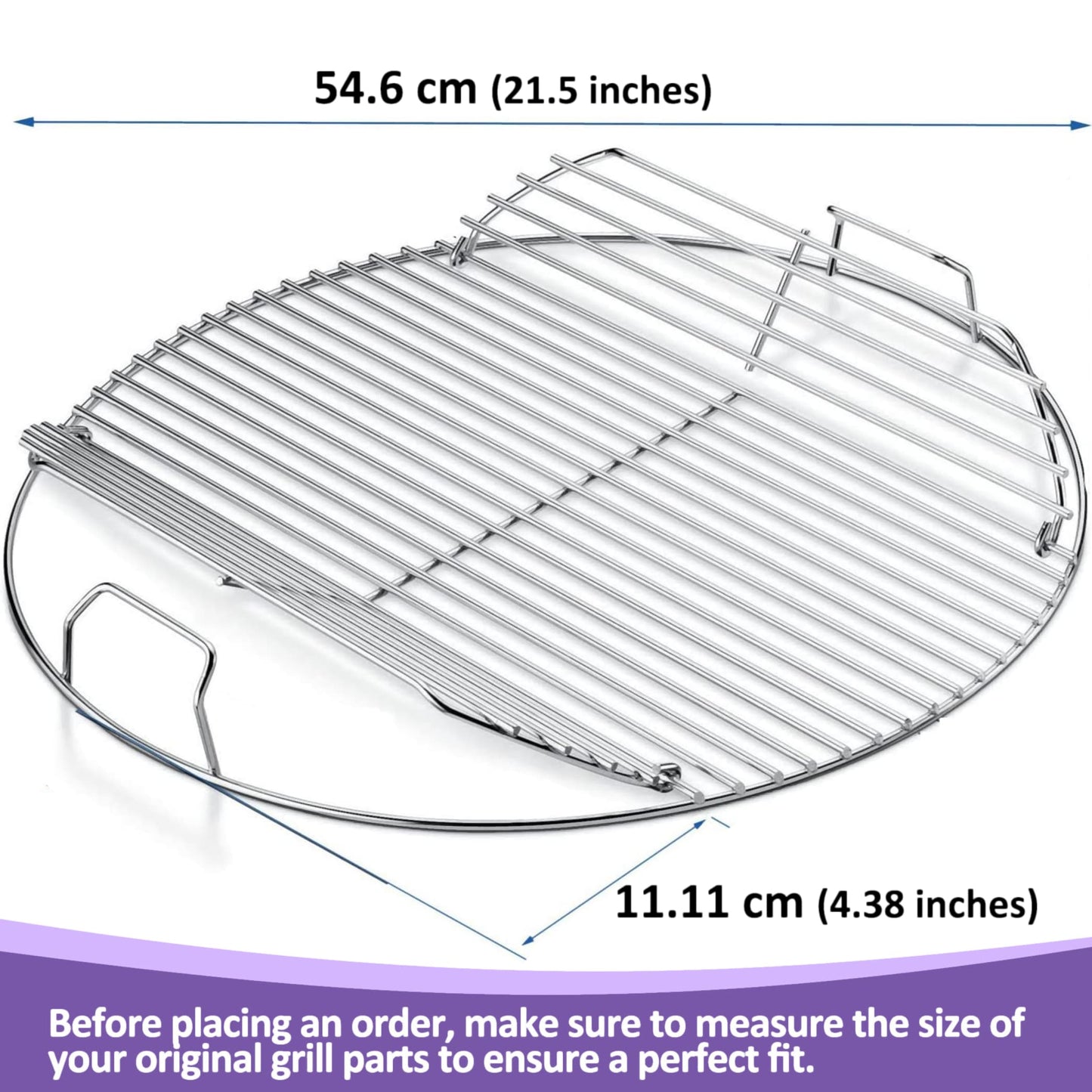 7436 Grillrooster (Met scharnier) voor Weber One-Touch, Performer en Bar-B-Kettle serie houtskoolgrills, 54,6 cm, roestvrij staal