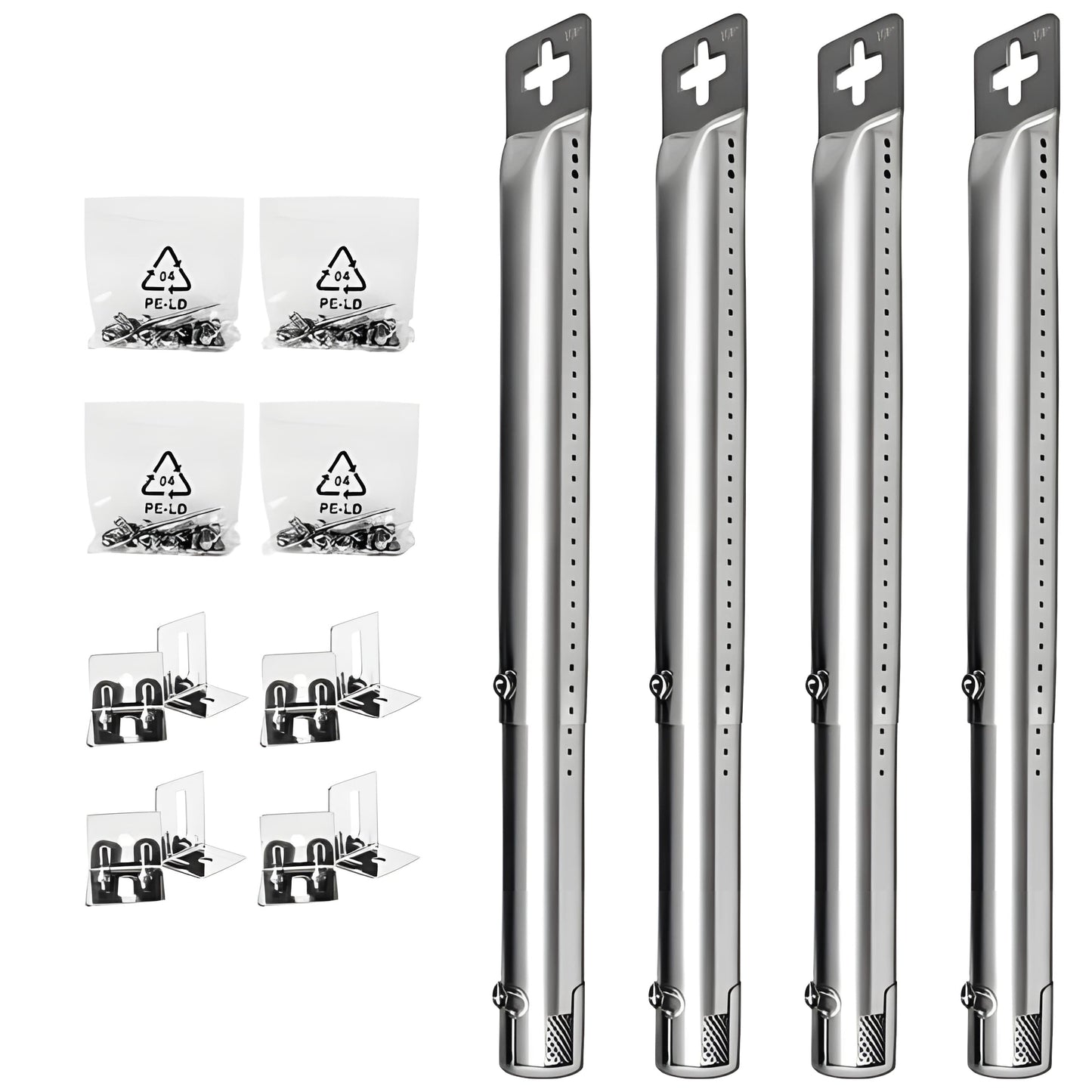 Set med 4 Justerbara Rostfria BBQ Gasolgrillrörbrännare (2,54 cm Diameter) – Universella Reservdelar för Charbroil, Nexgrill & Europeiska Grillmärken