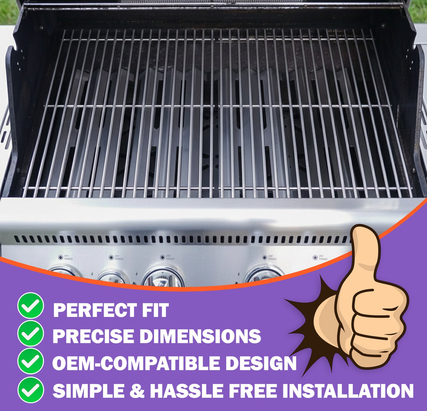 Grill Grates for Napoleon LEX 485, Legend, Mirage & Lifestyle 485 – Stainless Steel, 2-Pack