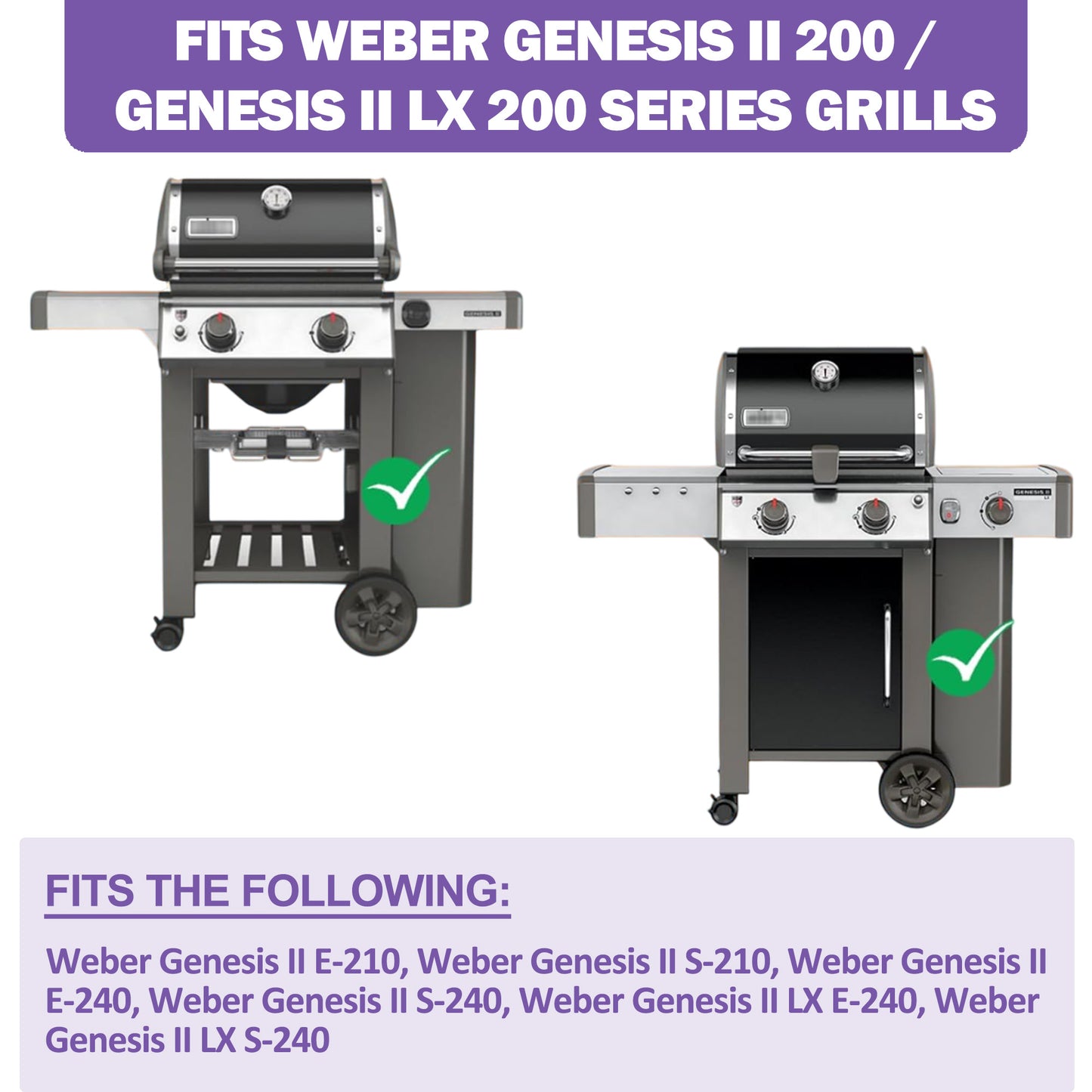 Grill Parts for Weber Genesis II 200 / LX 200 Series - Genesis II E-210/ E-240 | 66794 Flavorizer Bars & 66039 Heat Deflector, Stainless Steel