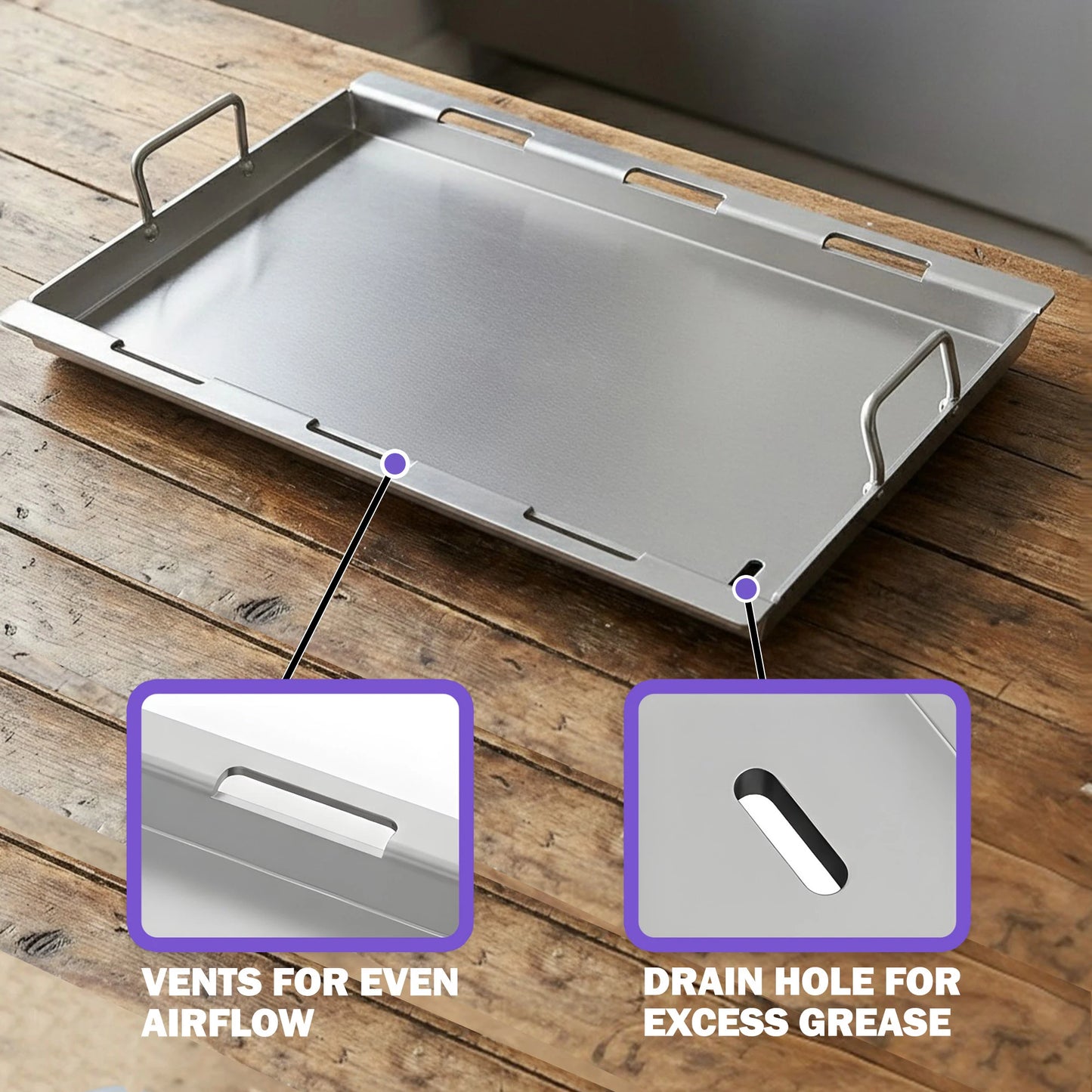 Full-Size Griddle for Weber Spirit 300, Spirit II 300 (2007–2024), Spirit 400 Grills | Fits E-310/E-315/E-320/E-330/E-425/E-435 & more | Stainless Steel (Replaces 6787)