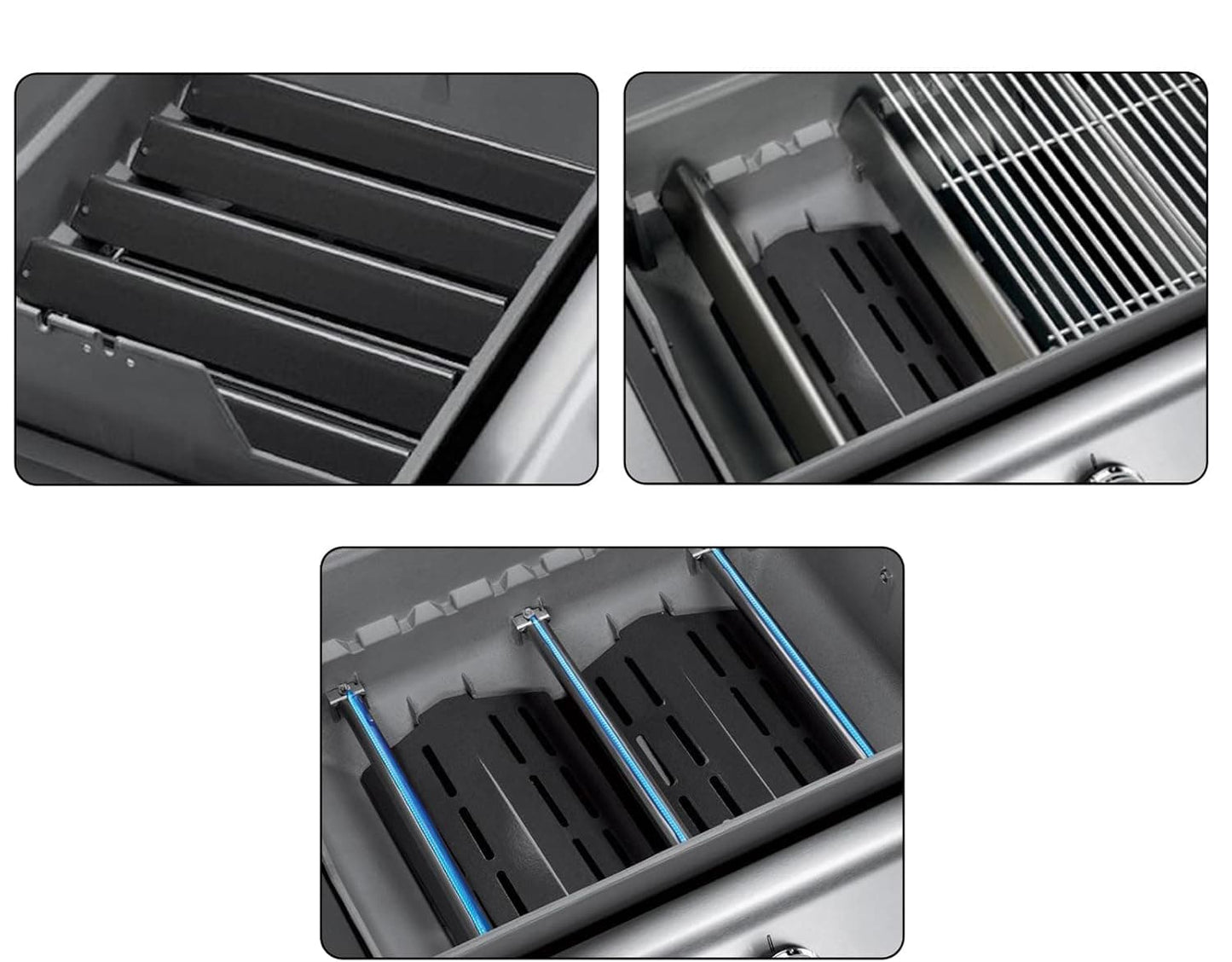 7621 Flavorizer Bars (Branderbeschermers), 7622 Warmteverdeler en 62752 Branders voor Weber Genesis 300-serie – E-310/E-320/E-330/S-330 Gasbarbecues met Frontbediening