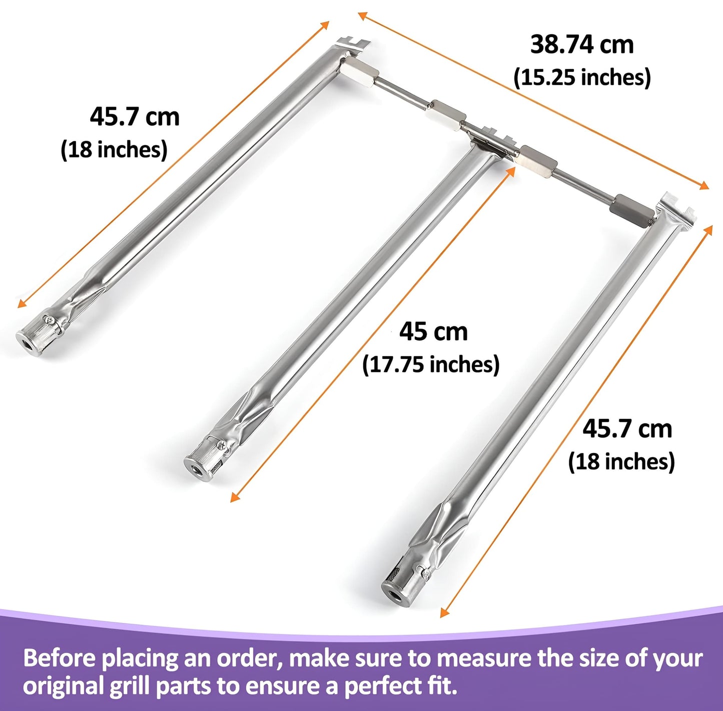 69787 Brûleur pour Weber Spirit 300, Spirit II 300 Series (E-310/S-310/E-320/S-320/E-330/S-330), commandes frontales, pièces Weber Spirit 2 GS4