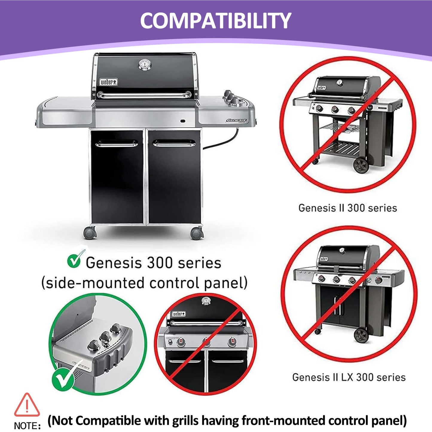 67722 67820 Vervangende branders voor Weber Genesis 300-serie gasbarbecues (met zijbranderbediening) E-310/E-320/EP-320/S-320/CEP-310 en vele andere, roestvrij staal