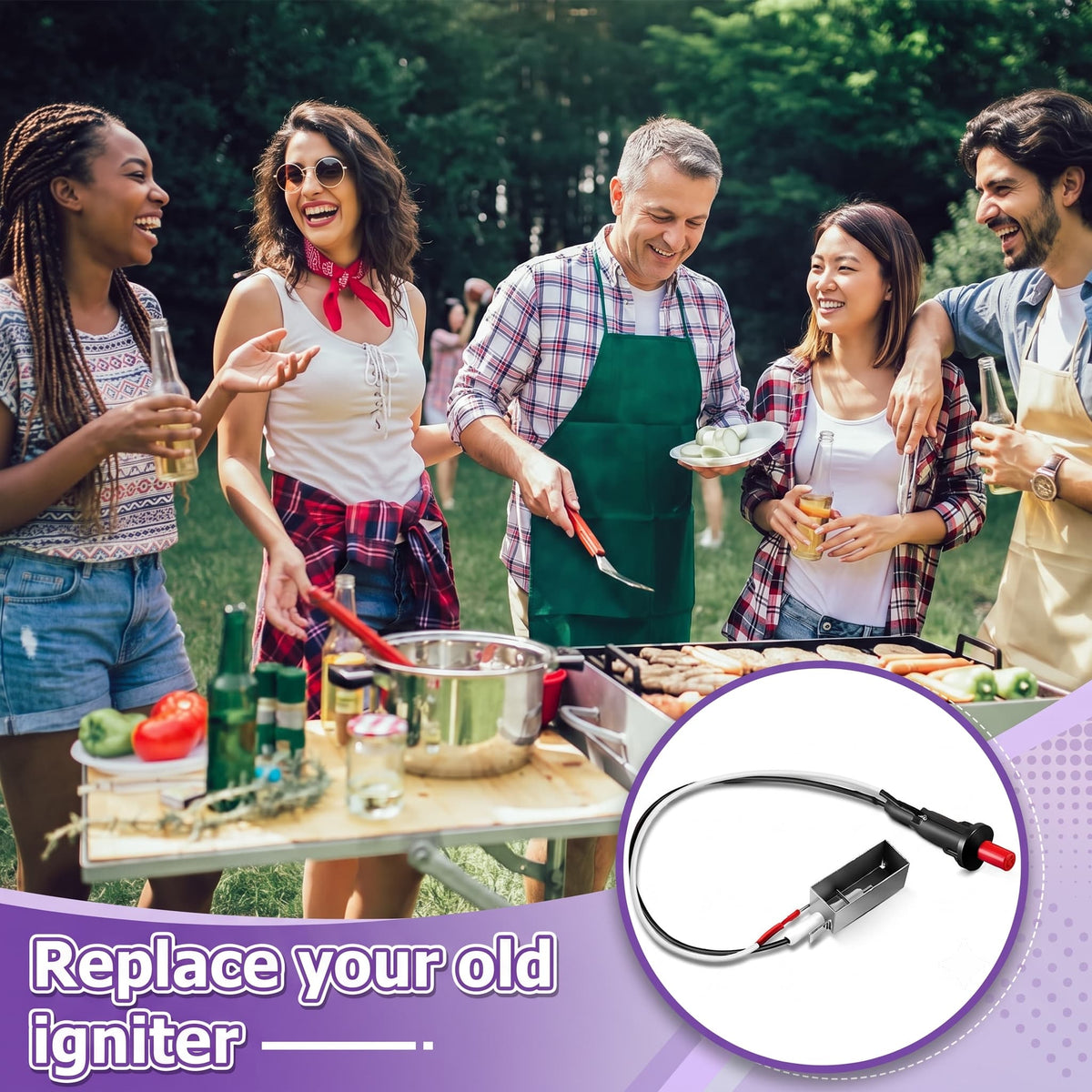 Grill Igniter Replacement Kit for Weber 7510 – Fits Genesis Silver, Gold, Platinum & Spirit 200/300 Series Gas Grills with Side Controls
