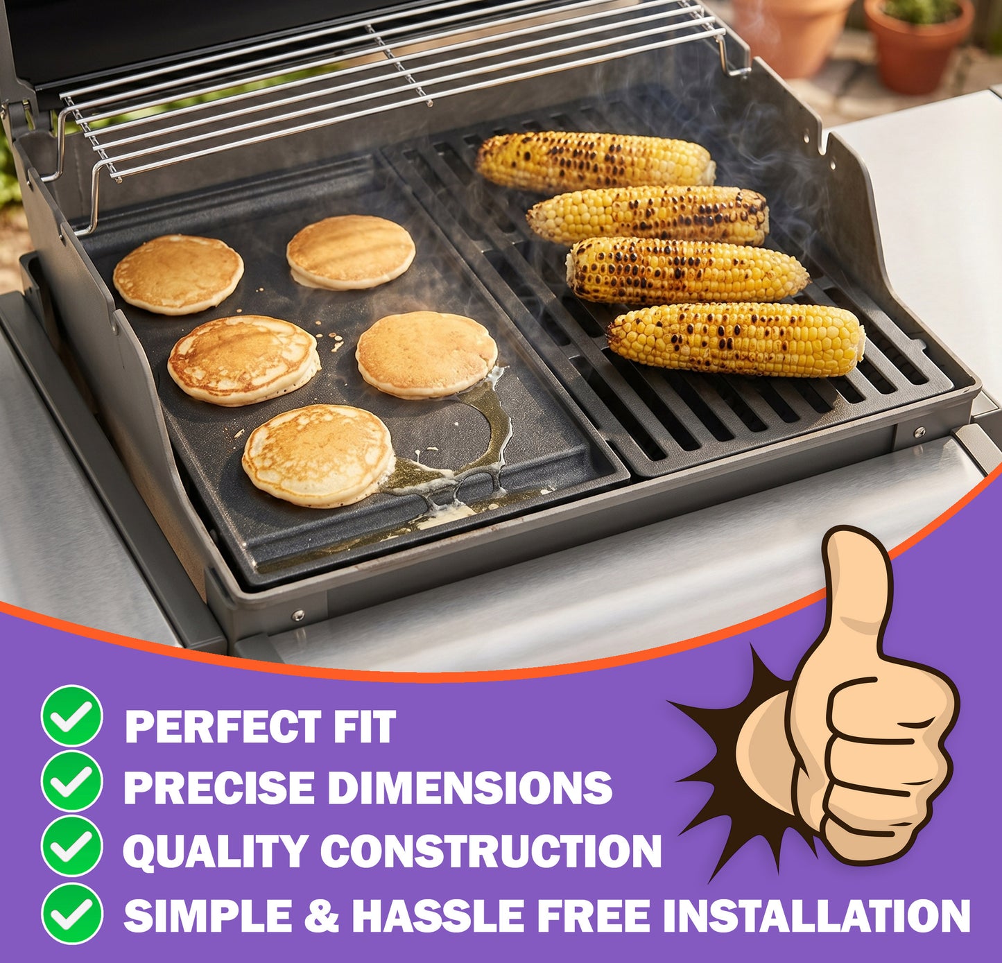 Cast Iron Flat Griddle for Weber Spirit 200 / Spirit II 200 (2013-2024) & Spirit 300 (2025+) Series Grills – Replaces 7637
