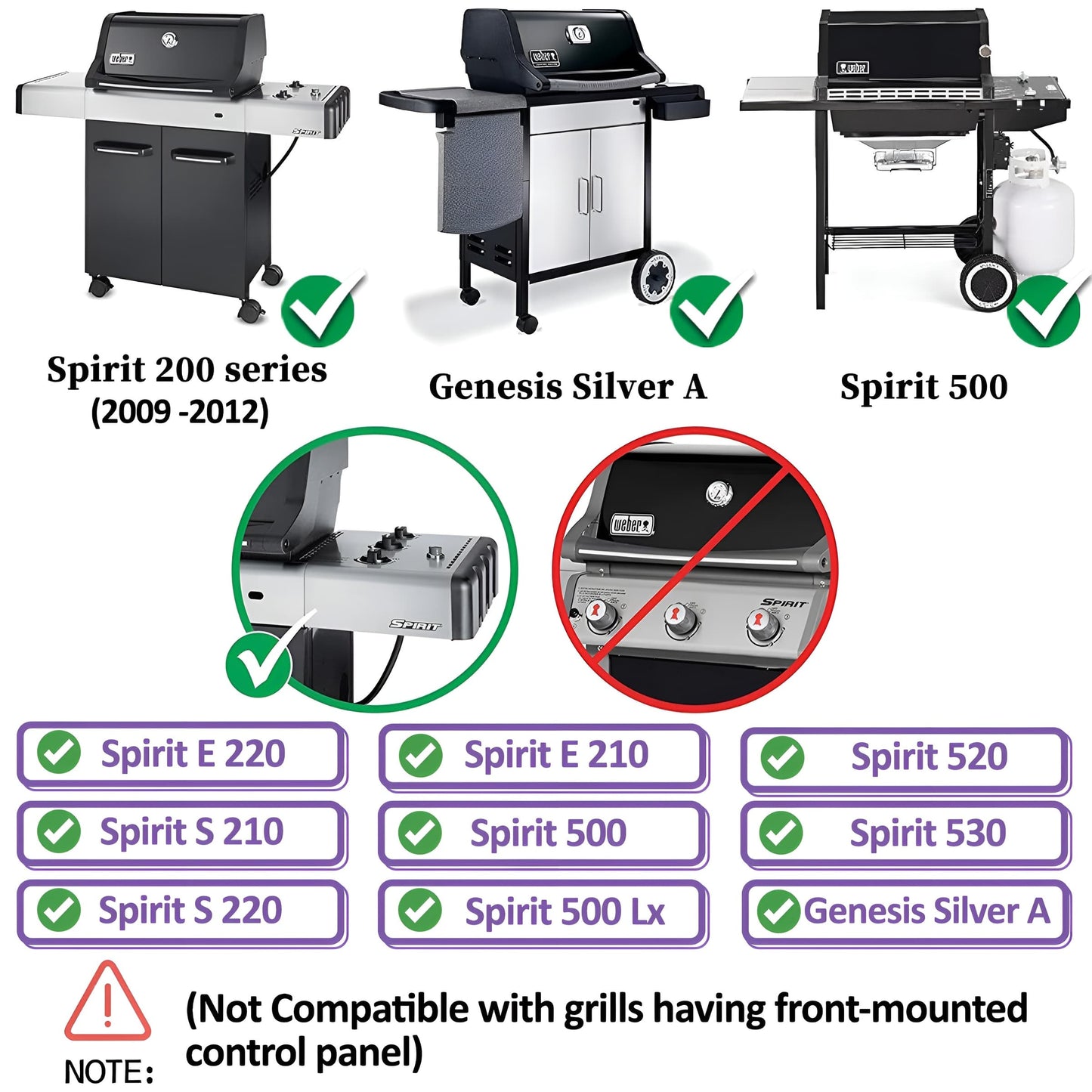 7507 Burner Replacement Set for Weber Spirit E-210/E-220/S-210/S-220, Spirit 500 Series & Genesis Silver A Gas Grills (Side-Mounted Burner Controls), 68.6 cm