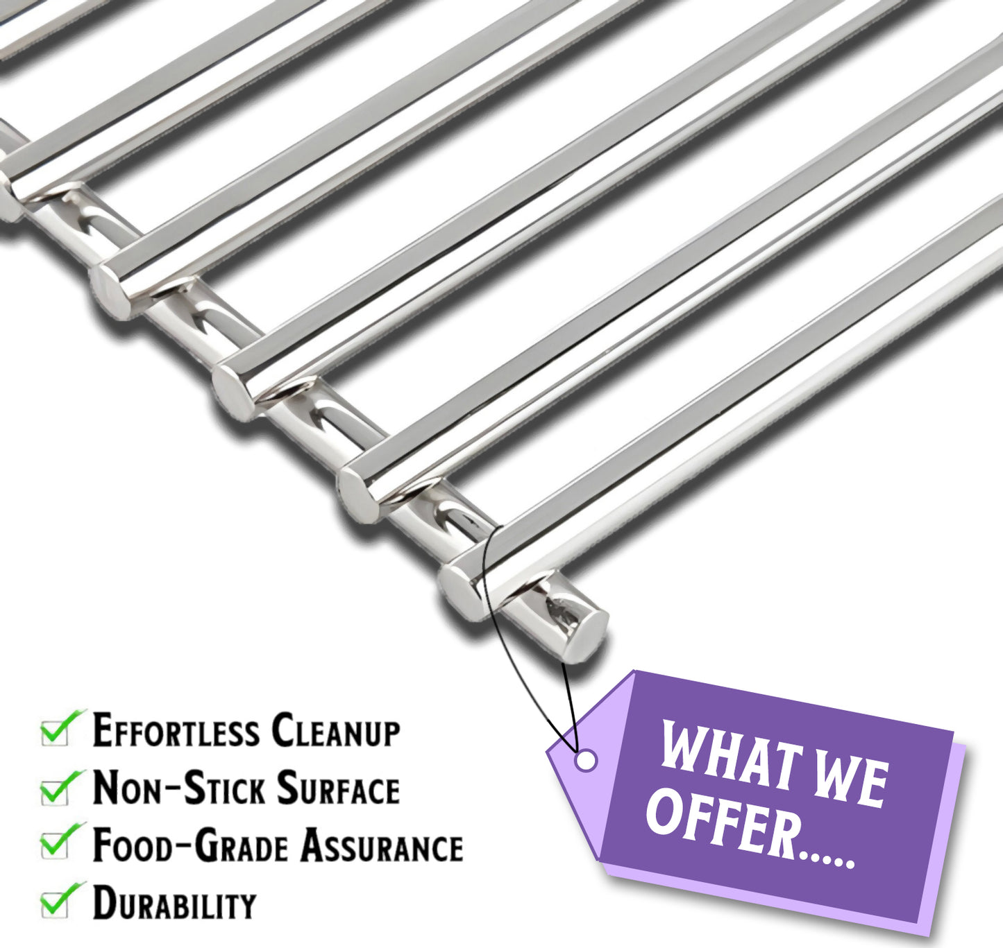 7528, 7524, 65937, Ersättningsgaller för Weber Genesis 300-seriens gasolgrillar (E-310/E-320/S-310/S-320), 49,5 cm x 33 cm vardera, Rostfritt stål