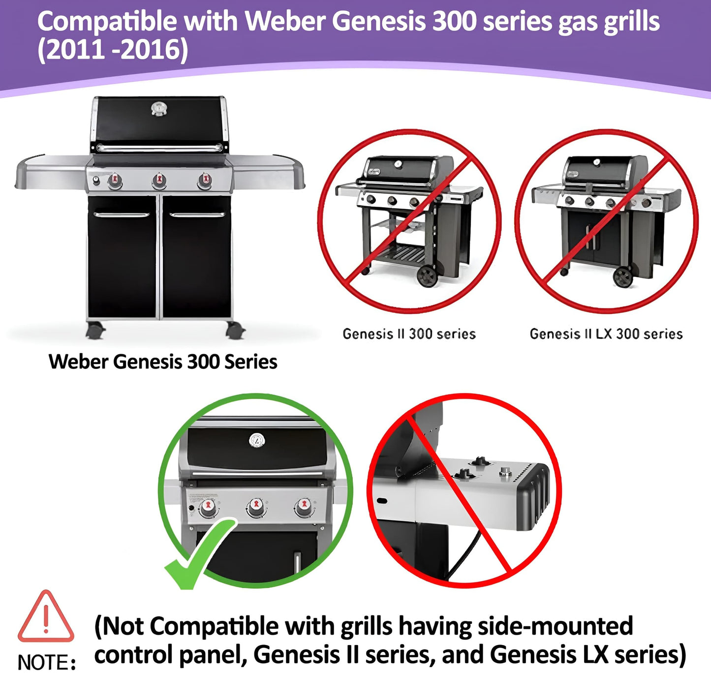 7620 / 7621 Flavorizer Bars (Brænderbeskyttere) til Weber Genesis 300-seriens gasgrill - E-310/E-320/E-330 (Frontmonterede brænderknapper), Rustfrit stål