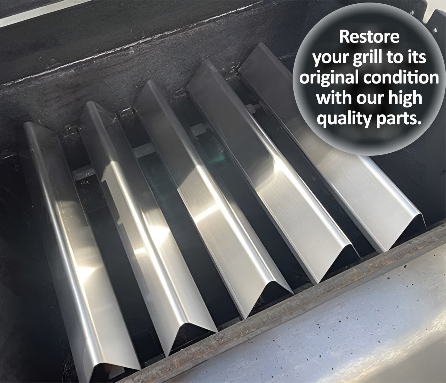 7620 / 7621 Flavorizer Bars (Brænderbeskyttere) til Weber Genesis 300-seriens gasgrill - E-310/E-320/E-330 (Frontmonterede brænderknapper), Rustfrit stål