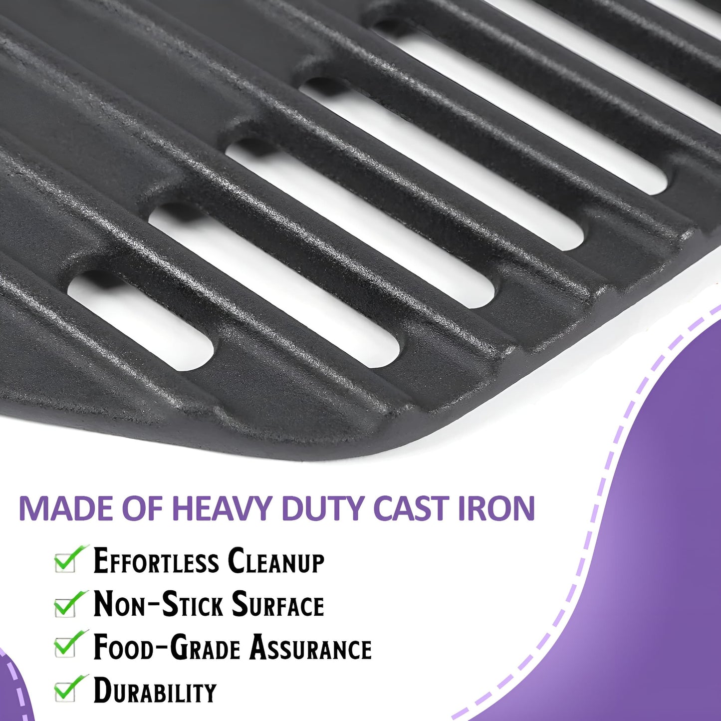 7645 Cast Iron Cooking Grates for Weber Q200/Q2000 Series (Q220, Q220, Q260, Q2000, Q2200, Q2400) Gas Grills, Weber Q Grill Parts