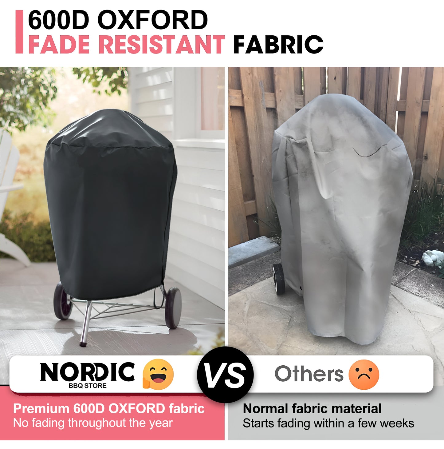 7176 Housse de Barbecue pour Gril à Charbon 56 cm, Tissu Oxford 600D, Résistante & Imperméable, Housse en PU pour Weber 22 Pouces Master Touch, Original Kettle et Plus (72,5 L x 60 P x 89 H cm)