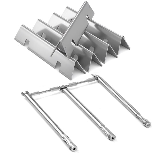 Stainless steel replacement kit including 5 flavorizer bars and 3-burner tube set for Weber Spirit 300 series grills.