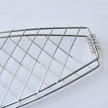 Fish Grill Basket | Portable Stainless Steel Fish Grilling Basket with Wooden Handle