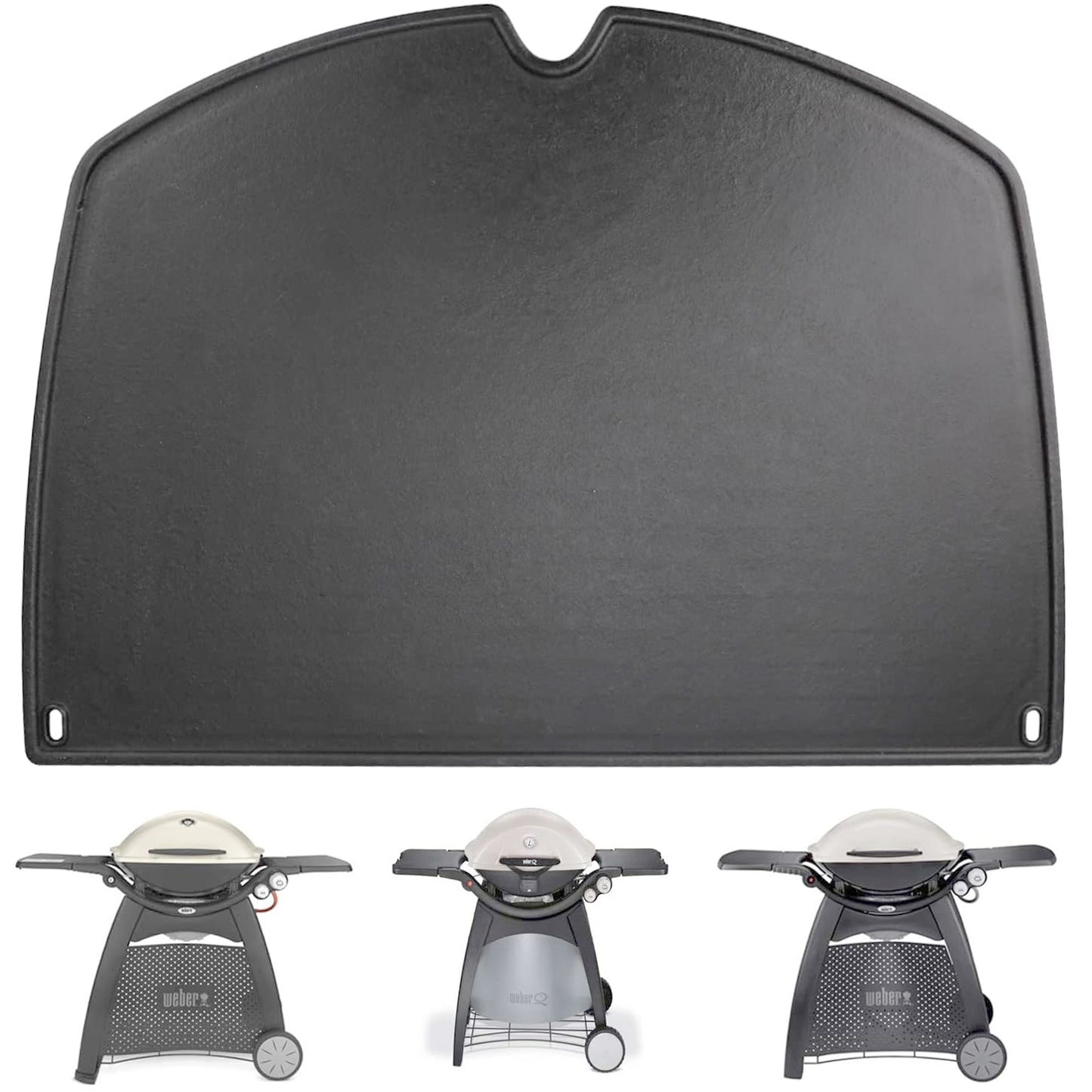 6506, 45.3 x 31.6 cm Støbejernsstegeplade til Weber Q300, Q320, Q3000, Q3100, Q3200 Serie Gasgrill, Weber Q 300/3000 Serie Stegeplade, Weber Gasgrill Tilbehør