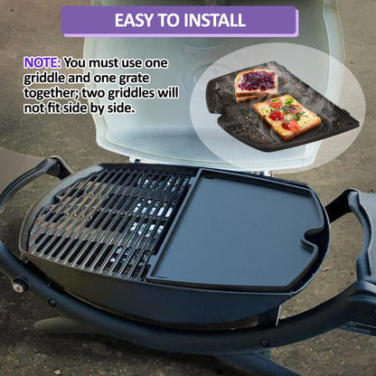 6559, 38,9 x 27,5 cm Støbejernsgrillplade til Weber Q200, Q220, Q240, Q260, Q2000, Q2200, Q2400 Series Gasgrill, Weber Q 200/2000 Series Grillplade
