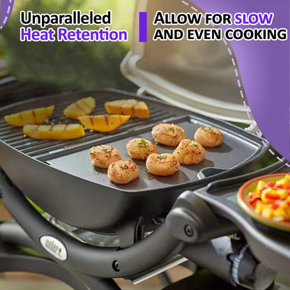 6559, 38,9 x 27,5 cm Støbejernsgrillplade til Weber Q200, Q220, Q240, Q260, Q2000, Q2200, Q2400 Series Gasgrill, Weber Q 200/2000 Series Grillplade