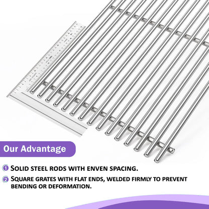 Replacement Grill Grates for Napoleon Prestige 500 & Prestige PRO 500 – SS 304 Stainless Steel, 2-Pack