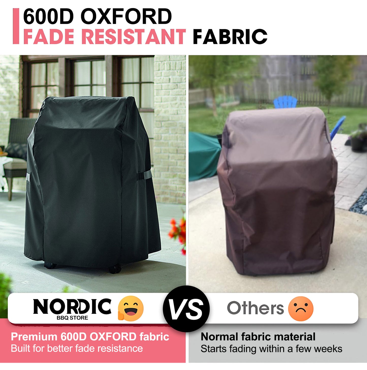 7105 Weber Grilltrekk for Spirit 200-serien med Sammenleggbare Sidehyller, 600D Oxford-stoff, Kraftig & Vanntett, PU-trekk for Weber Spirit E-210 (76 L x 66 B x 109 H cm)