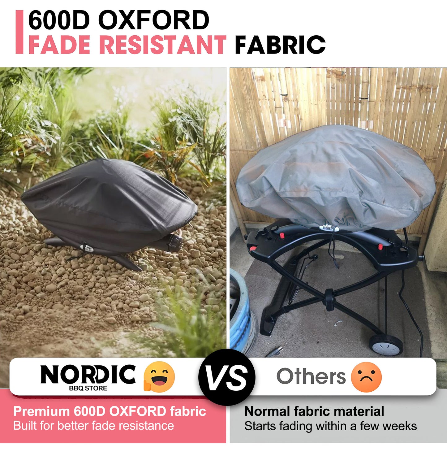 7111 BBQ Grill Cover til Weber Q200 & Q2000 Serien Grills, 600D Oxford Stof, Kraftig & Vandtæt, PU Cover til Weber Q200, Q220, Q240, Q2000, Q2200, Q2400 Gasgrill (83 L x 49 B x 38 H cm)