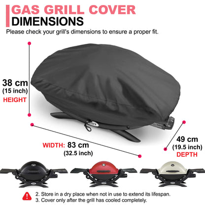 7111 BBQ Grill Cover til Weber Q200 & Q2000 Serien Grills, 600D Oxford Stof, Kraftig & Vandtæt, PU Cover til Weber Q200, Q220, Q240, Q2000, Q2200, Q2400 Gasgrill (83 L x 49 B x 38 H cm)