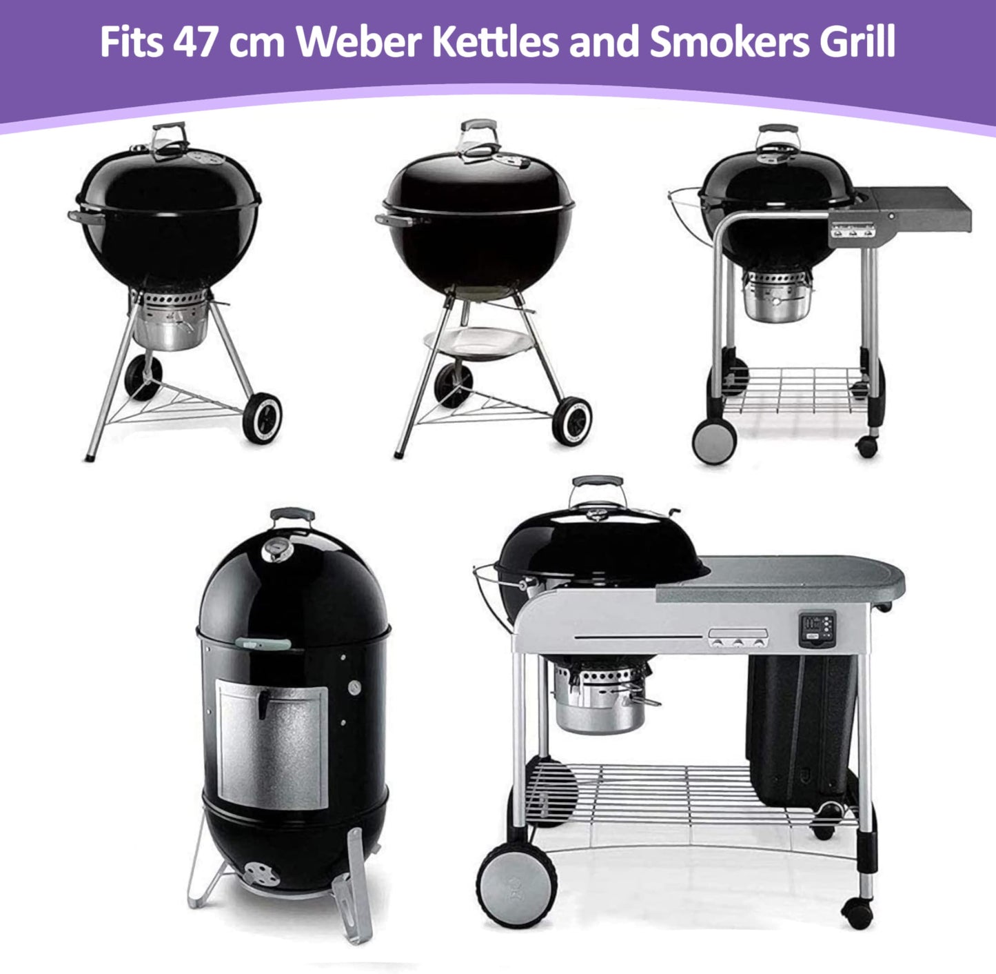 7432 Replacement Cooking Grate for Weber 47 cm Charcoal Grills (Bar B-Kettle, Smokey Mountain Cooker Smoker and One-Touch Grill), 44.5 cm, Stainless Steel