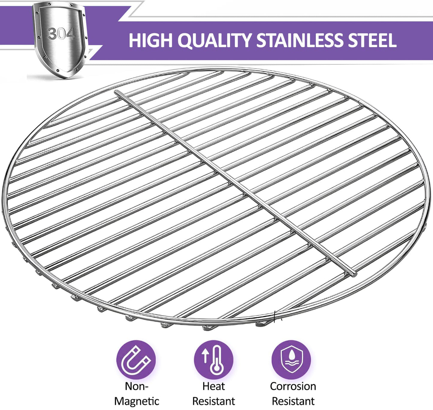 7440 Spare Charcoal Grate for 47cm Round Weber Charcoal grills (One-Touch, Bar-B-Kettle and Smokey Mountain Cooker/Smoker), 34 cm, Stainless Steel