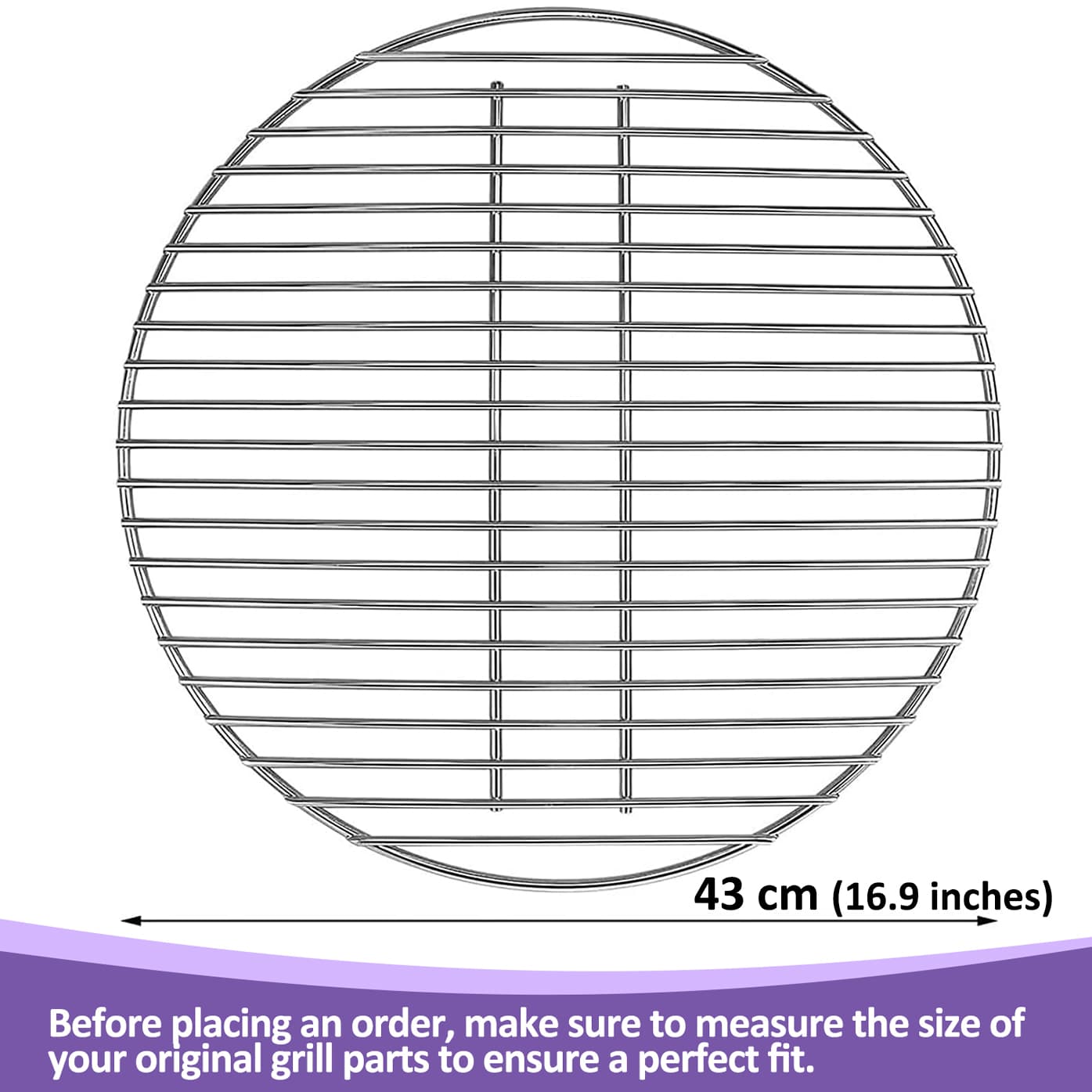 7441 Spare Charcoal Grate for 57cm Round Weber Charcoal Grills (One-Touch Silver, Kettle Grills, Bar B kettle, Master Touch and One-Touch Grills), 43 cm, Stainless Steel