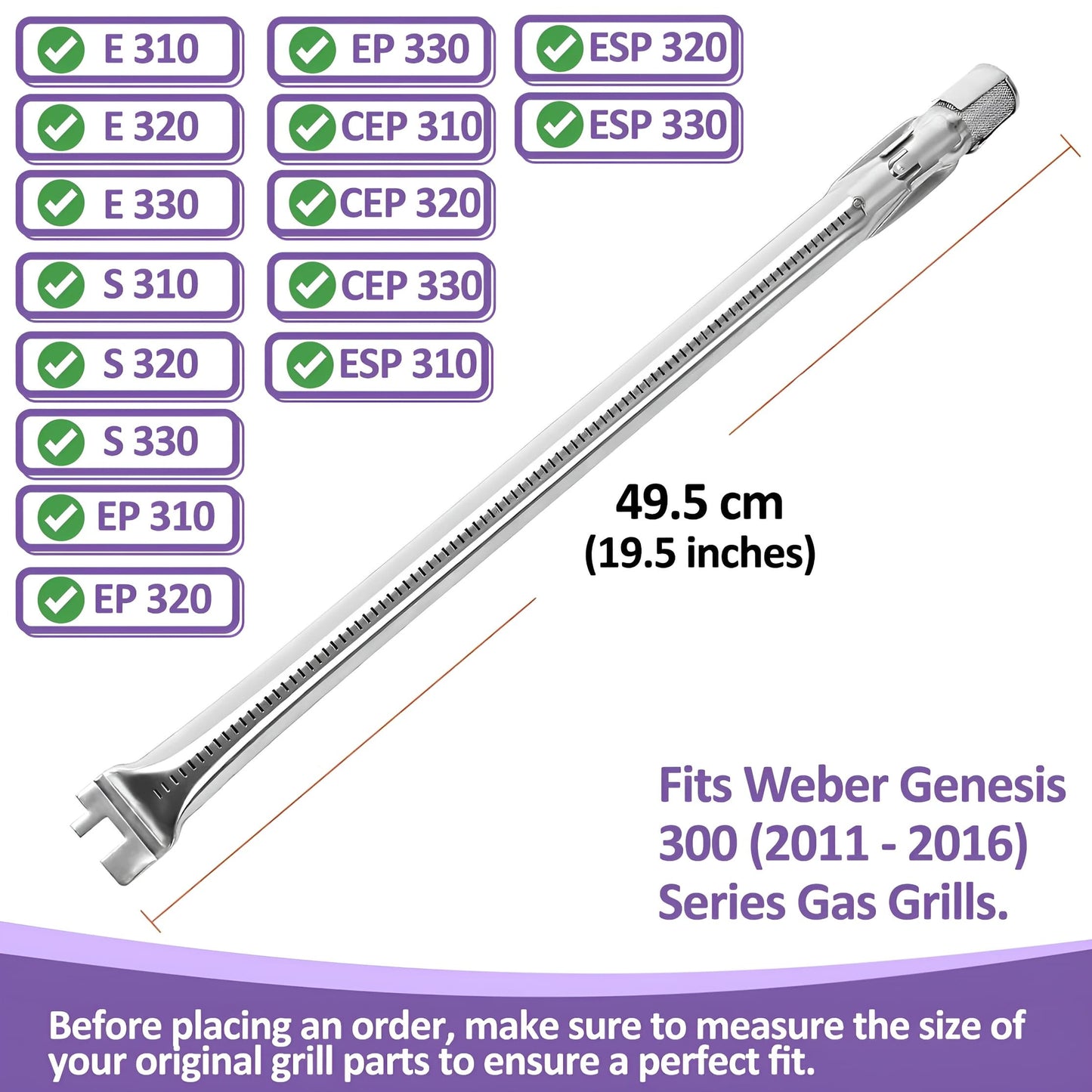 7621 Flavorizer Bars, 7622 Heat Deflector and 62752 Burners for Weber Genesis 300 series - E-310/E-320/E-330/S-330 Gas Grills