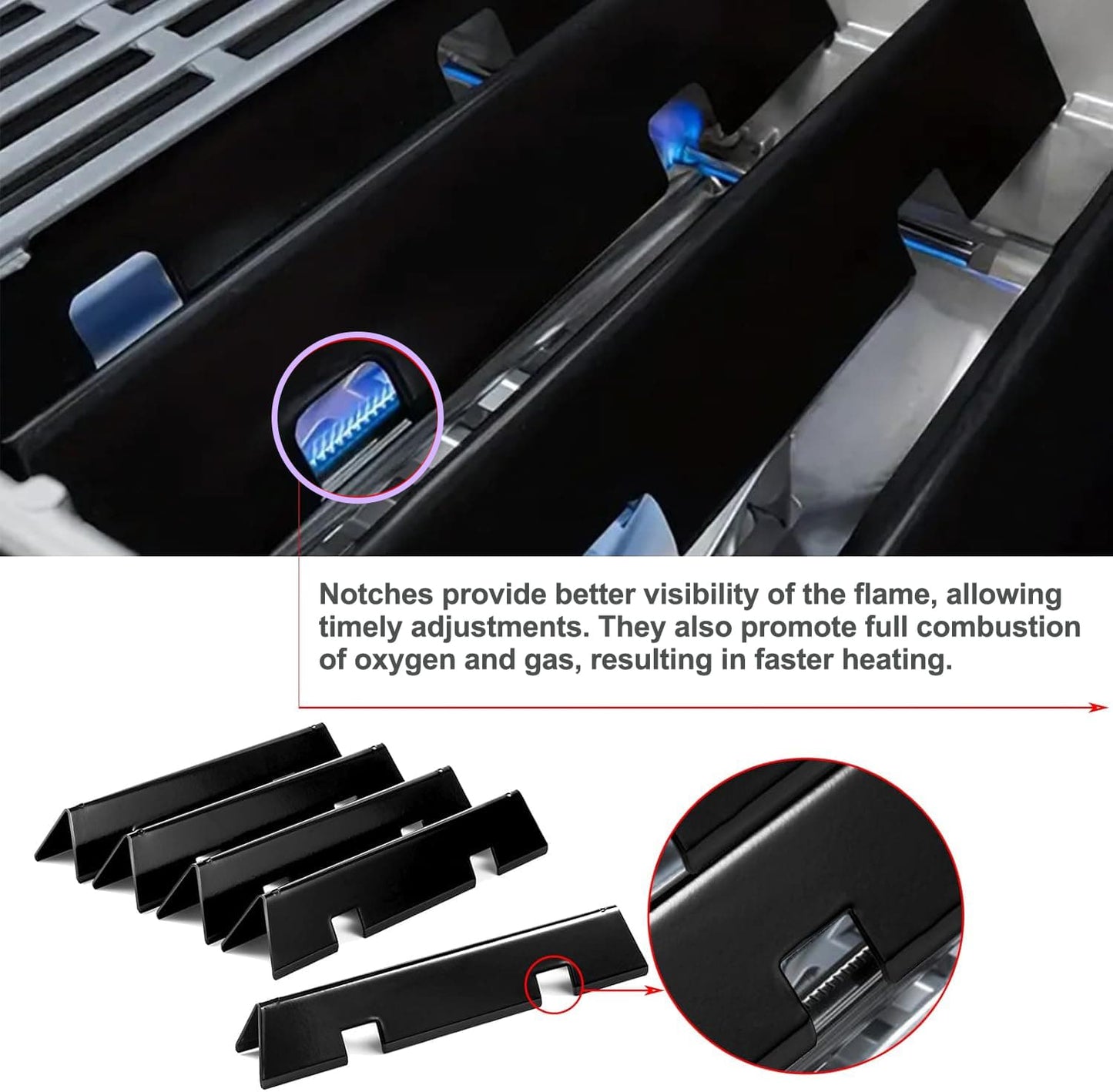 7635 Flavorizer Bars for Weber Spirit 200 & Spirit II 200 Series with Front Control Panel, Spirit E-210, E-220, S-210, S-220, Weber Grill Parts, Porcelain-enameled Steel