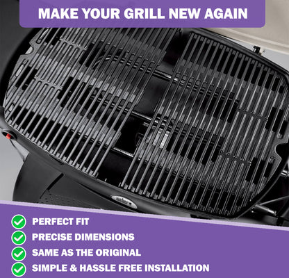 7646 7584 Støpejernsrist til Weber Q300, Q320, Q3000, Q3100, Q3200-serien gassgriller, Weber Q 300/3000-serien grillrist