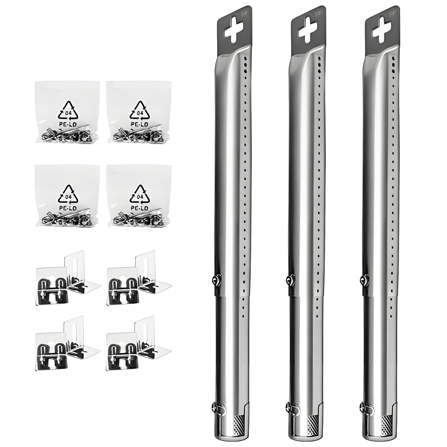 Set of 3 Adjustable Length BBQ Gas Grill Parts Replacement Stainless Steel Tube Burners (2.54cm diameter) for Gas Grill Models from Charbroil, Nexgrill and most other manufacturers