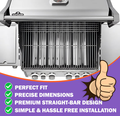 Replacement Grill Grates for Napoleon Prestige 500 & Prestige PRO 500 – SS 304 Stainless Steel, 2-Pack