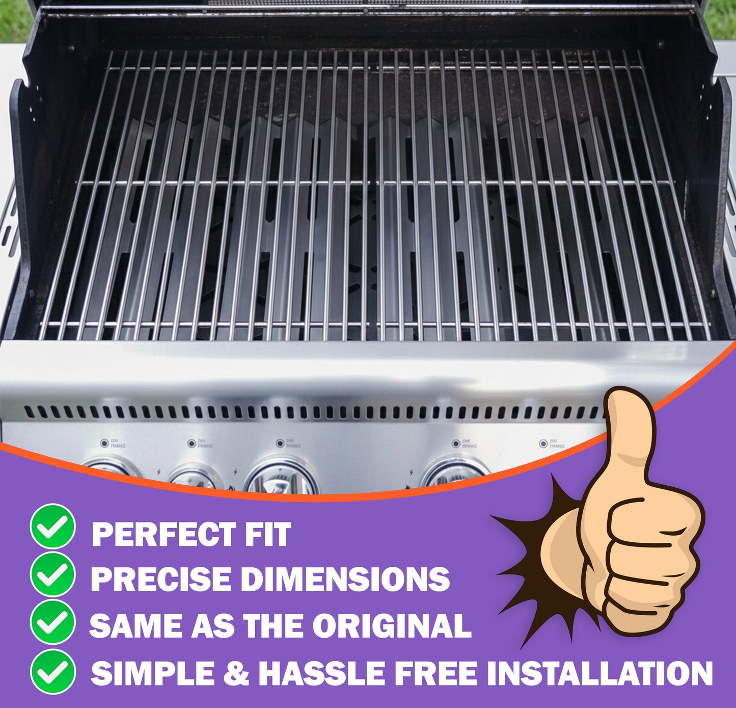 Grill Grates for Napoleon LEX 485 & BI-LEX 485 – SS 304 Stainless Steel, 2-Pack