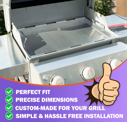 Full-Size Griddle for Weber Spirit 300, Spirit II 300 (2007–2024), Spirit 400 Grills | Fits E-310/E-315/E-320/E-330/E-425/E-435 & more | Stainless Steel (Replaces 6787)