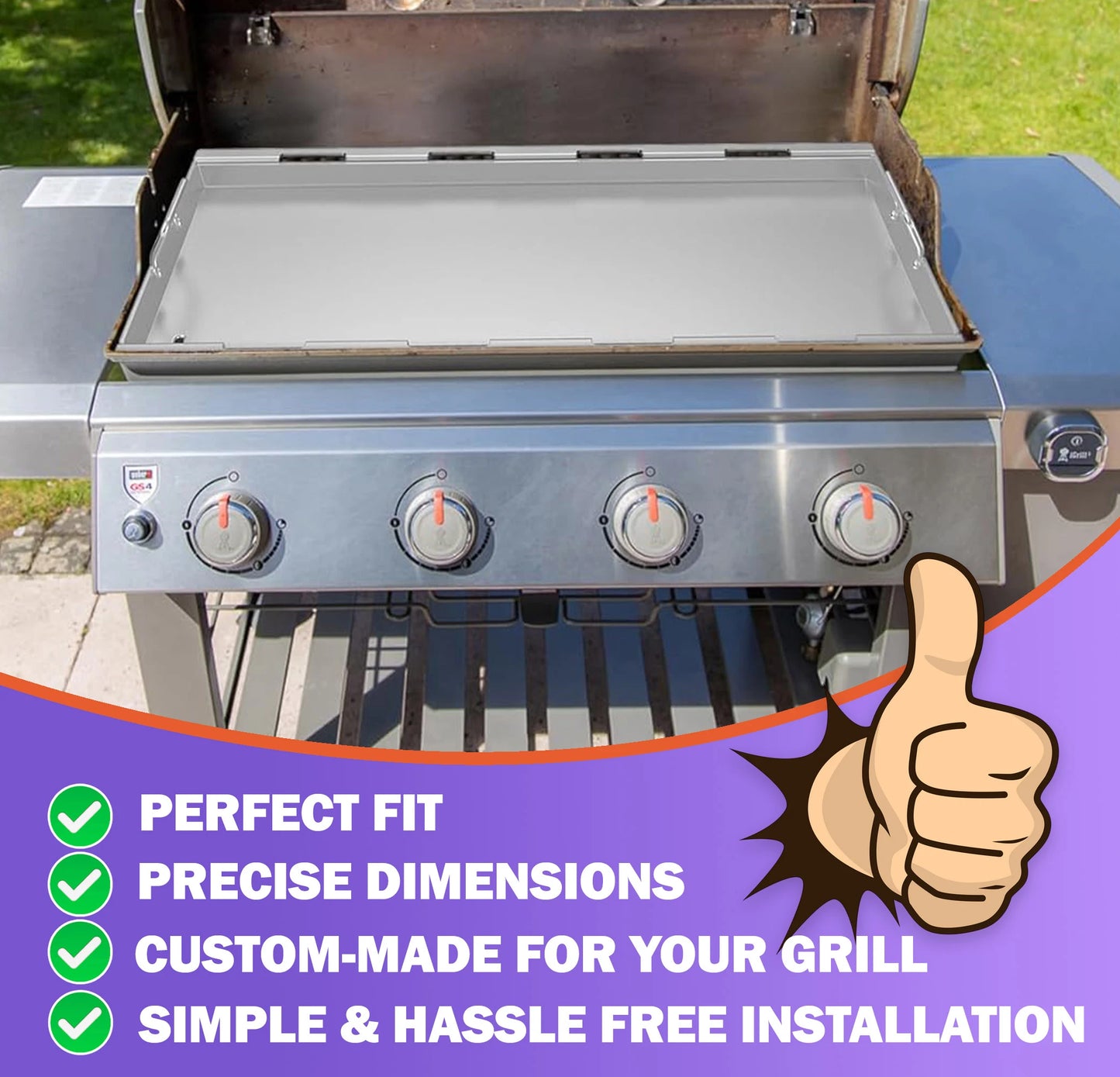 Full-Size Griddle for Weber Genesis 400 & Genesis II 400 Grills | Fits E-410/E-415/E-425/E-435 & more | Stainless Steel (Replaces Weber 6789)