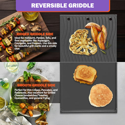 Reversible Cast Iron Griddle for Napoleon Rogue 425/525/625, Freestyle 365/425 – 56426 Replacement Grill Accessory