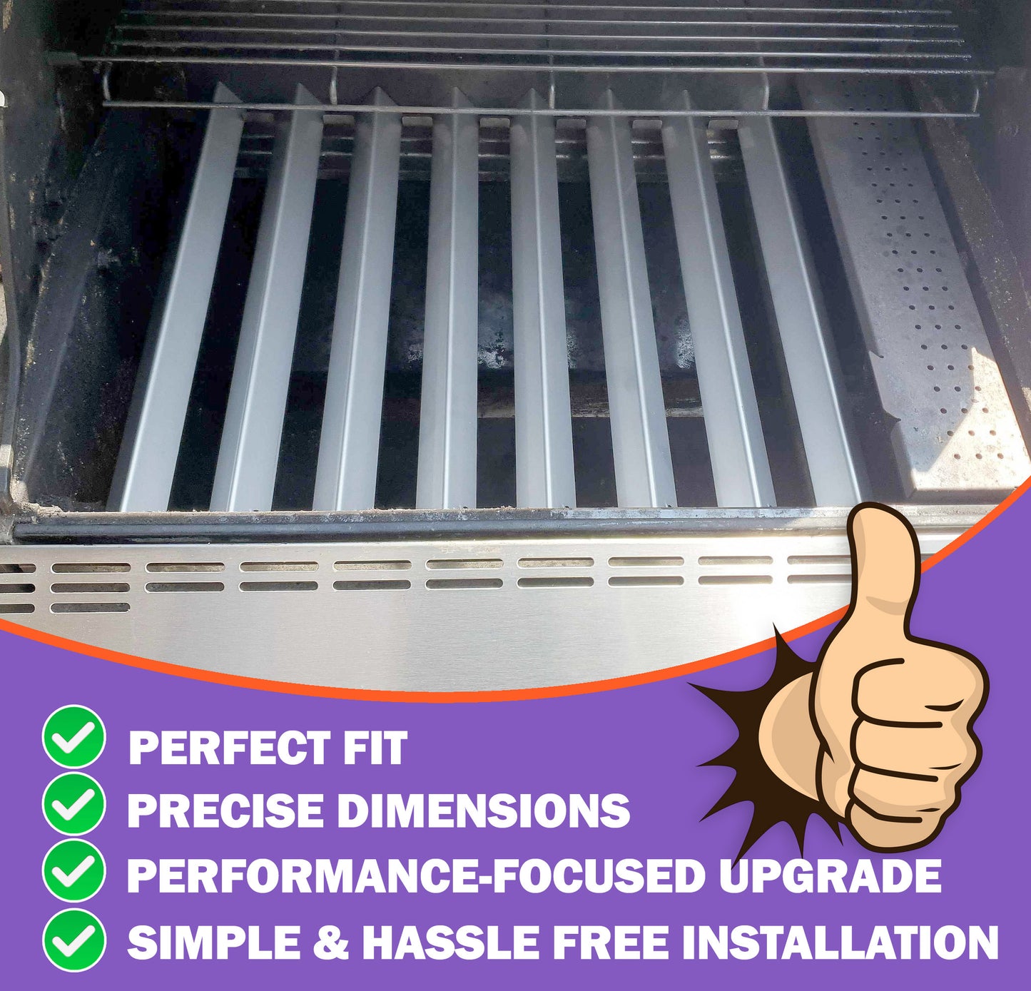 Stainless Steel Flavorizer Bars for Weber Summit 400 Series (E-440/S-440, E-450/S-450, E-460/S-460, E-470/S-470), Replacement for Weber 67668 - 8 Pack