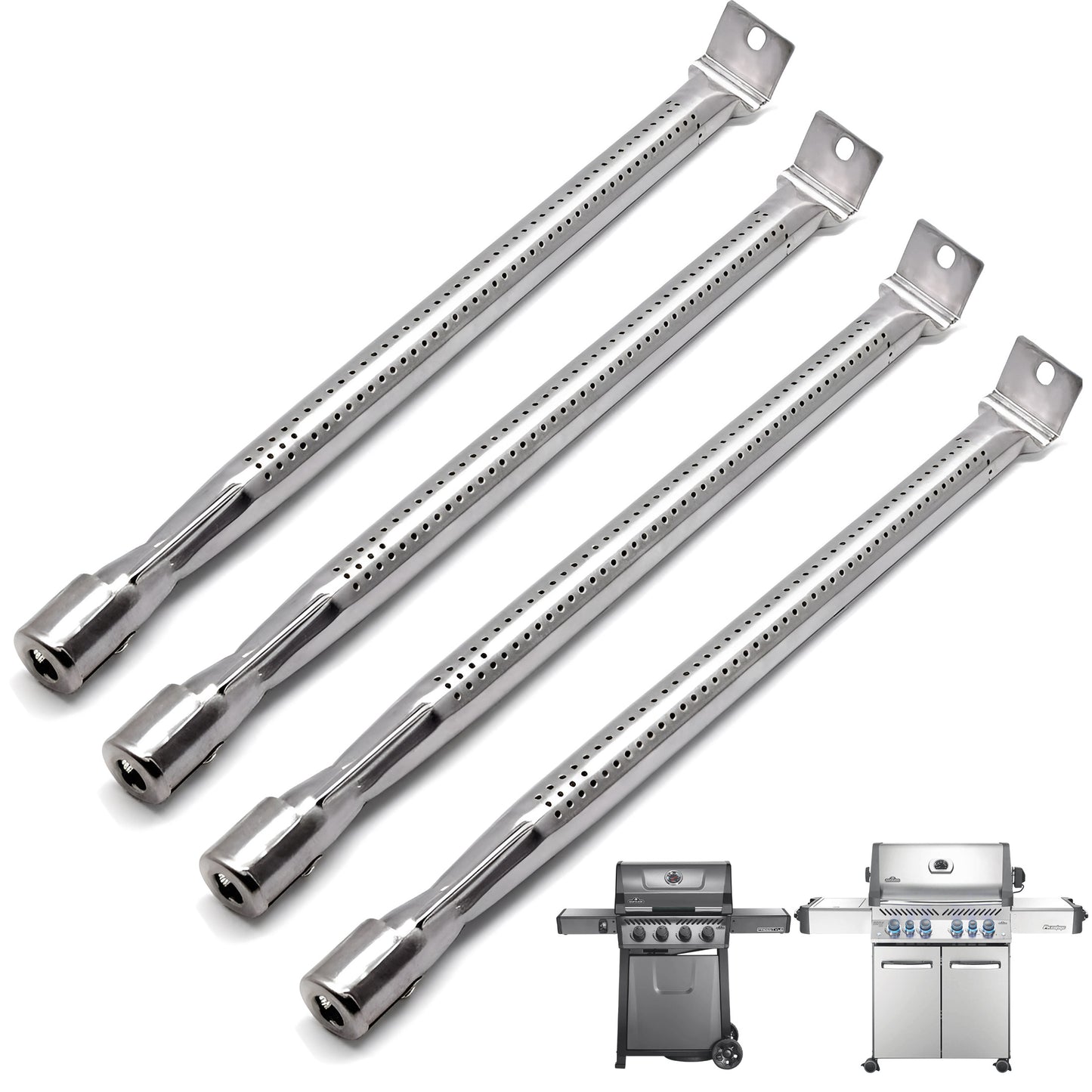 4-Pack Replacement Grill Burners for Napoleon Freestyle 425, Prestige Pro 500, Rogue 525, & Legend 425 Series Grills, Stainless Steel