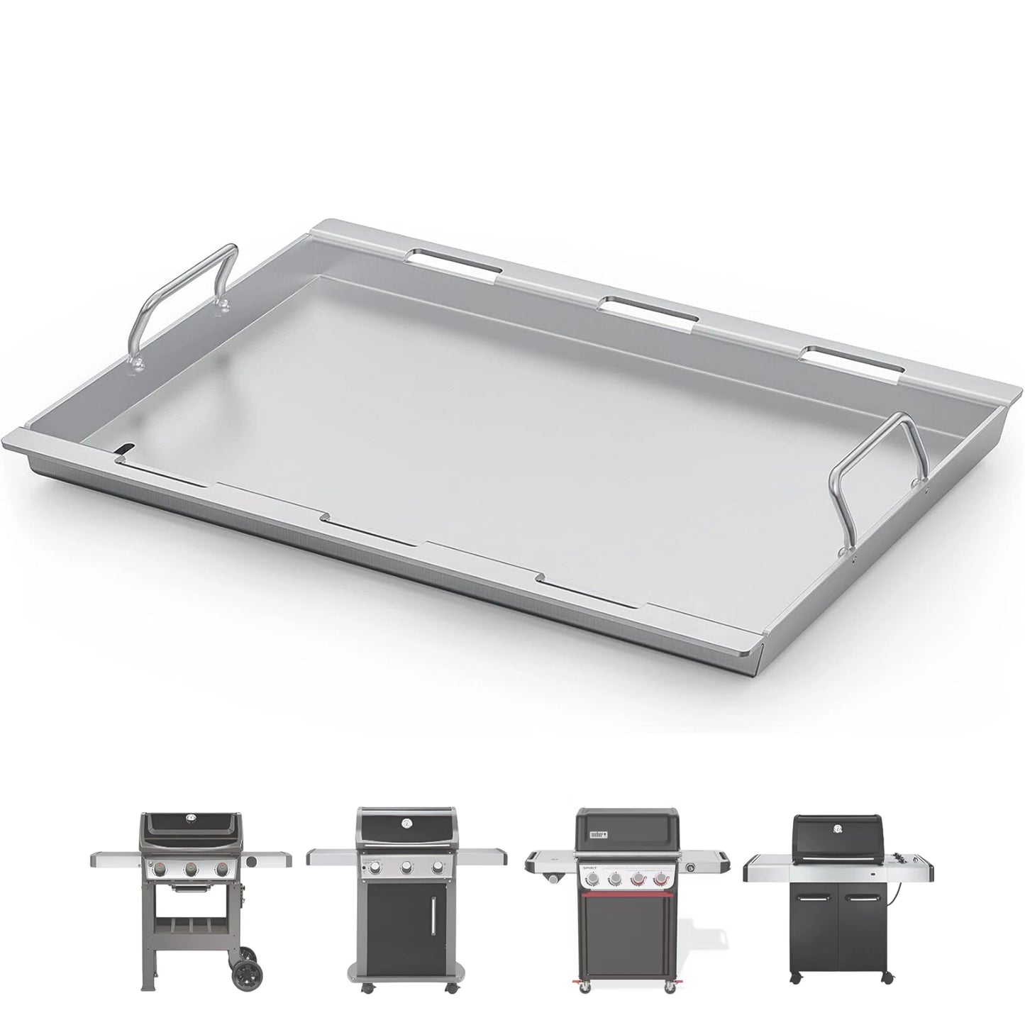 Full-Size Griddle for Weber Spirit 300, Spirit II 300 (2007–2024), Spirit 400 Grills | Fits E-310/E-315/E-320/E-330/E-425/E-435 & more | Stainless Steel (Replaces 6787)
