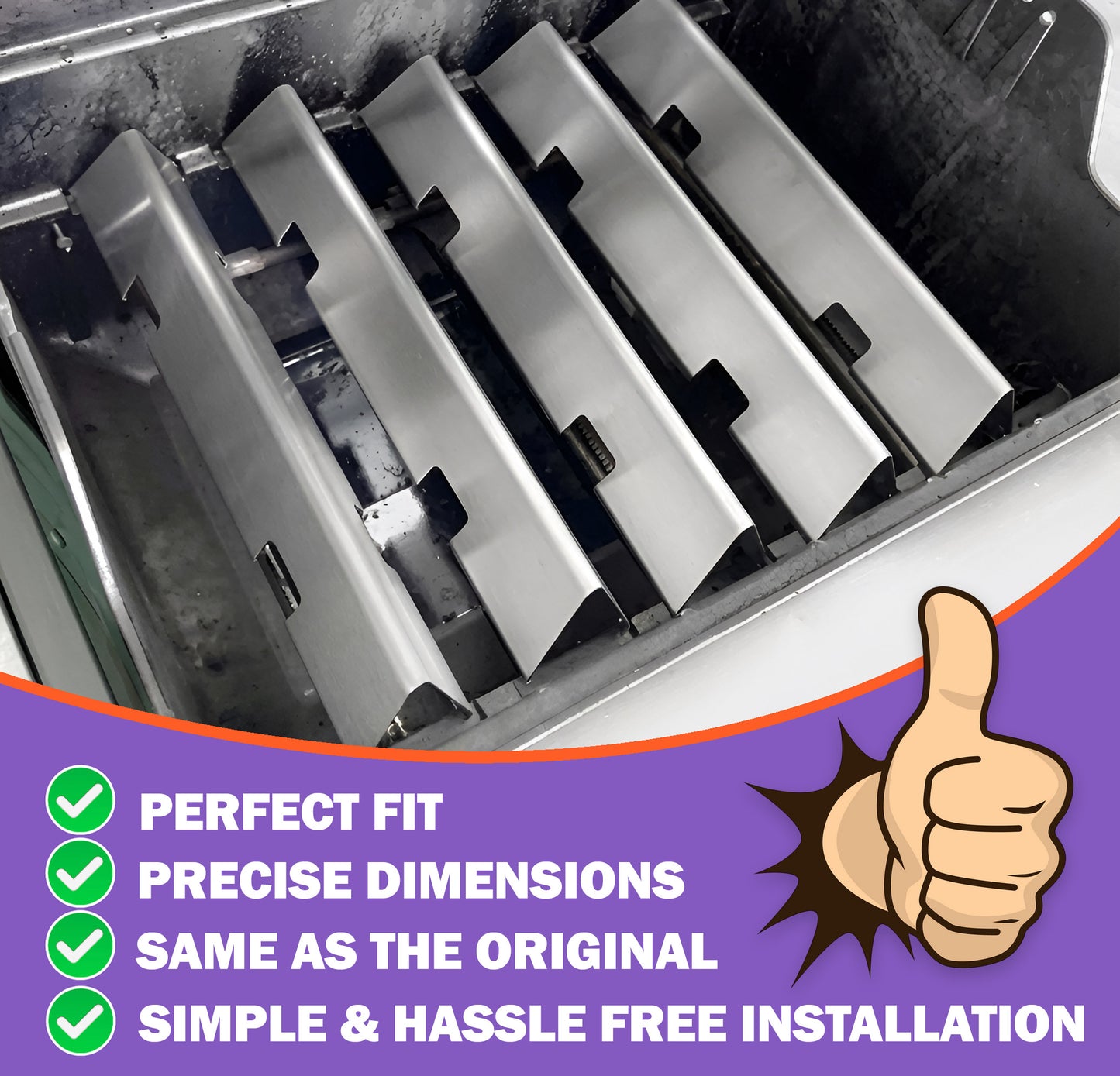 7636 Flavorizer Bars for Weber Spirit 300, Spirit II 300 & Spirit 2 GS4 Grills (E-310, E-320, E-330, S-310, S-320, S-330) (Front-Mounted Burner Controls), Stainless Steel