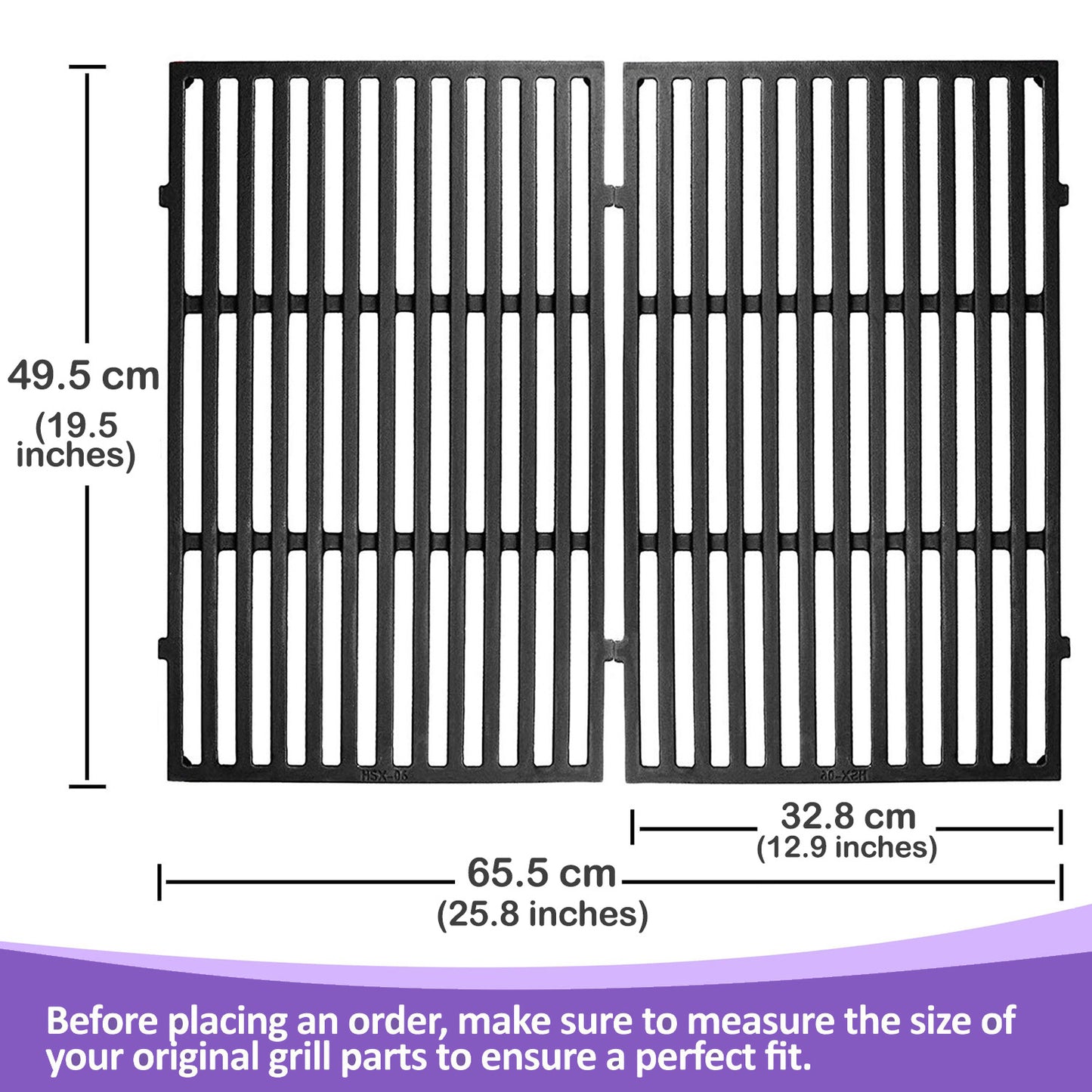 Cast Iron Grill Grates for Weber Genesis 300 Series, Fits E-310/E-320/E-330/S-310/S-320/S-330, Replaces Weber 7524