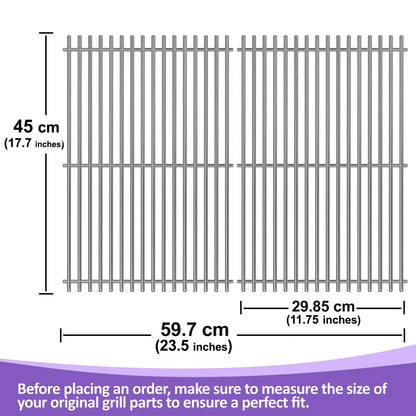 Grill Grates for Napoleon Rogue 425, PRO / XT / Phantom SE 425 – SS 304 Stainless Steel, 2-Pack
