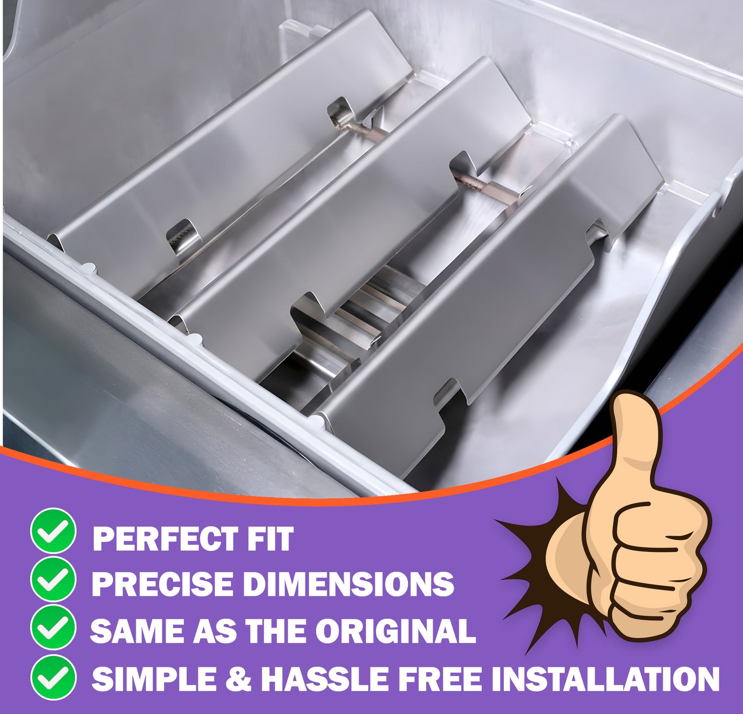 7635 Flavorizer Bars for Weber Spirit 200 & Spirit II 200 Series with Front Control Panel, Spirit E-210, E-220, S-210, S-220, Weber Grill Parts, Stainless Steel