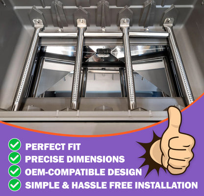 4-Pack Replacement Grill Burners for Napoleon Freestyle 425, Prestige Pro 500, Rogue 525, & Legend 425 Series Grills, Stainless Steel