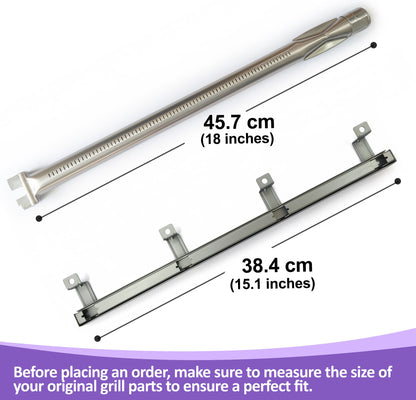 Grill Burners & Crossover for Weber Spirit 400 Series E-410, E-425, EP-425, SP-435 Grills, SS 439 Stainless Steel, 4-Pack