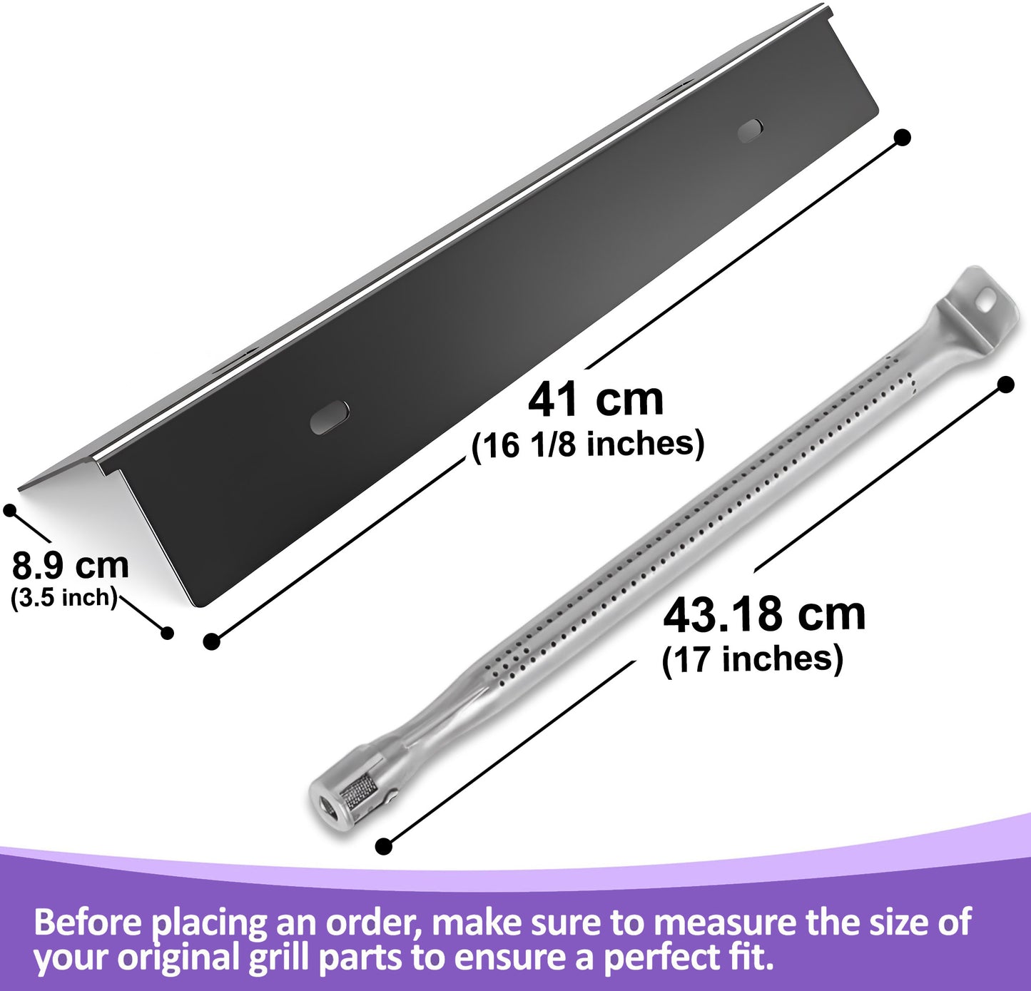 Replacement Grill Parts for Napoleon Rogue 525 & Prestige Pro 500, Porcelain-Enameled Sear Plates & Stainless Steel Burners Set