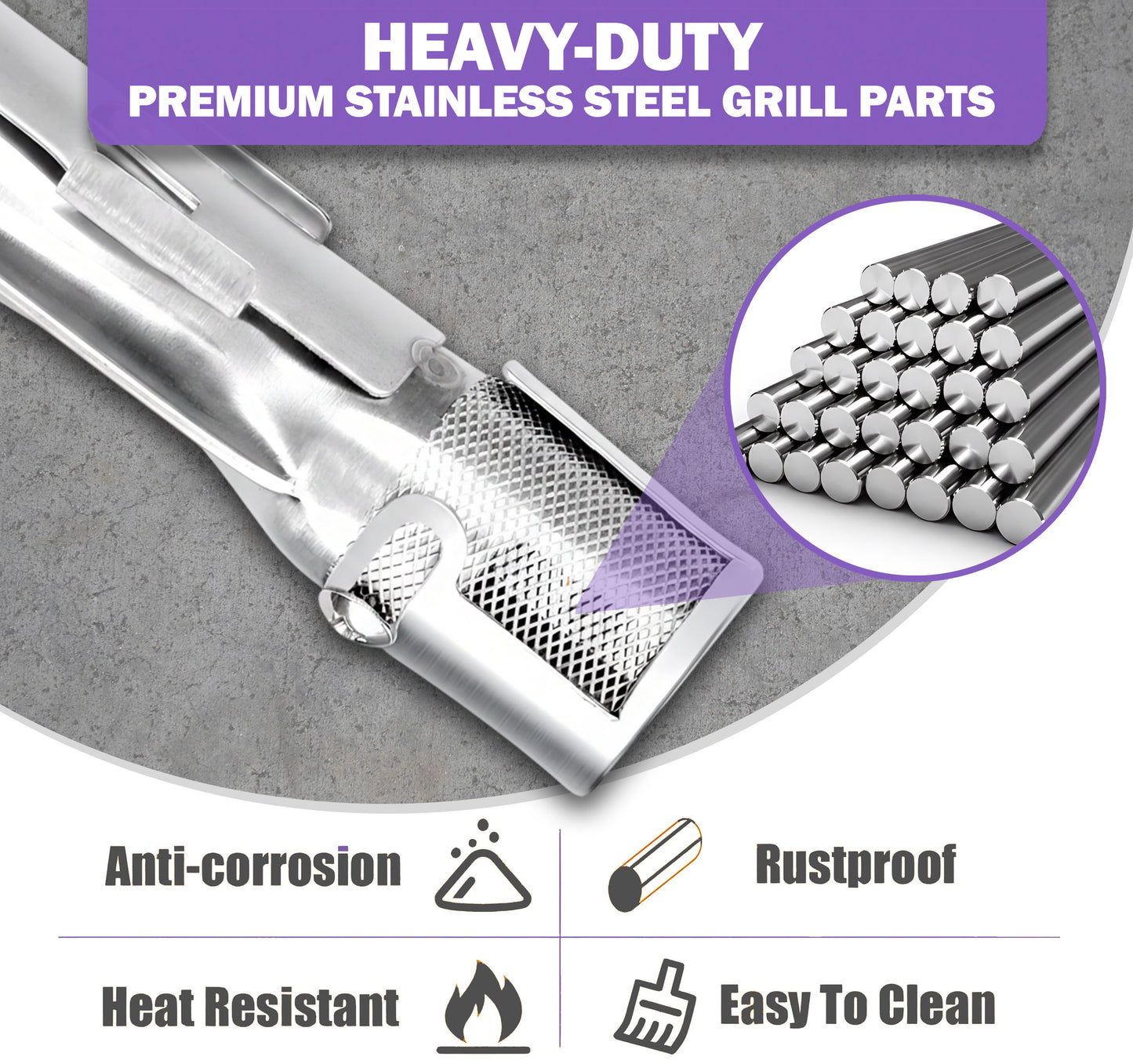 Replacement Grill Burners for Weber Genesis 300 Series (2011–2016) – 4-Pack for Genesis 330 Sear Zone Grills – Replaces 62752