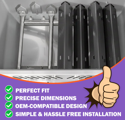 Replacement Grill Parts for Napoleon Rogue 525 & Prestige Pro 500, Porcelain-Enameled Sear Plates & Stainless Steel Burners Set